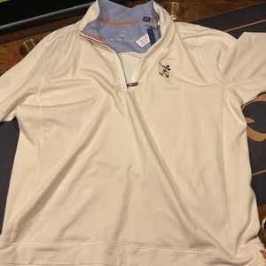 Tommy Bahama Cream Quarter-Zip long sleeve Polo Disneyland Mickey Mouse logo NWT